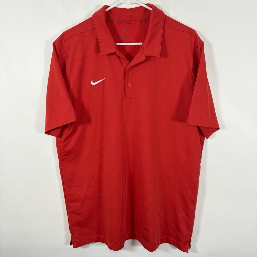 Nike Golf Polo Shirt Mens Size Large Red Short Sleeve Performance Stretch DriFit